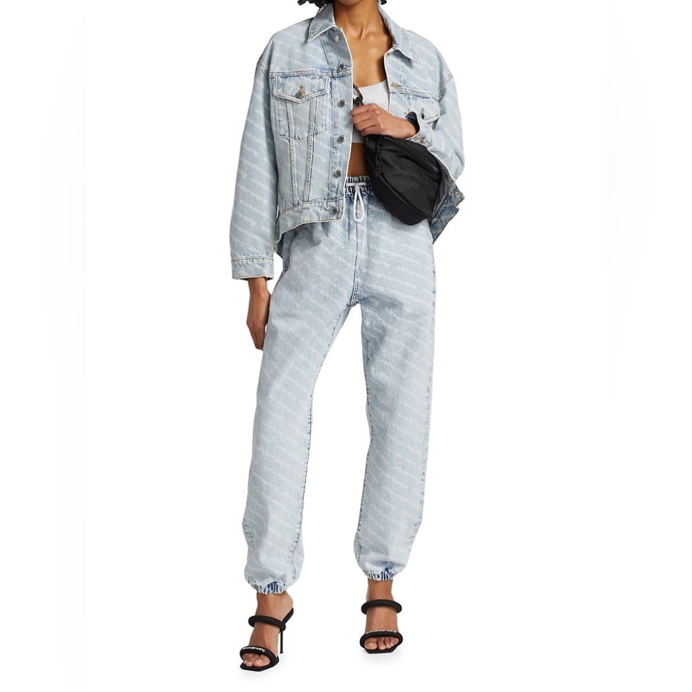 NWOT Alexander Wang Signature Logo Print Denim Jogger Size S